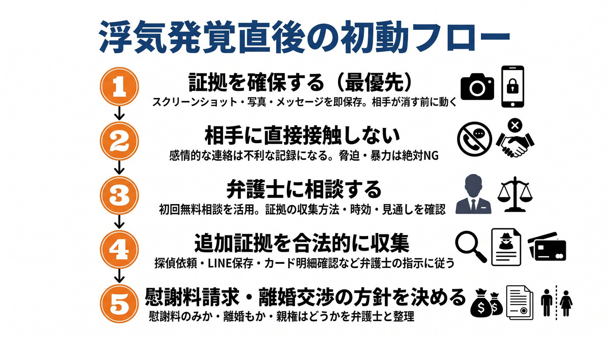 別居中浮気発覚 初動の行動フロー 何から始めるか