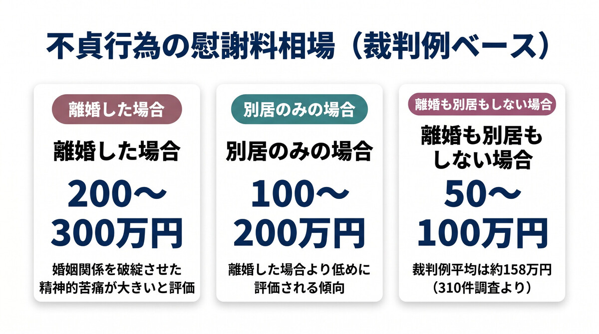 別居中浮気 慰謝料の相場 判例ベース 50万〜300万円