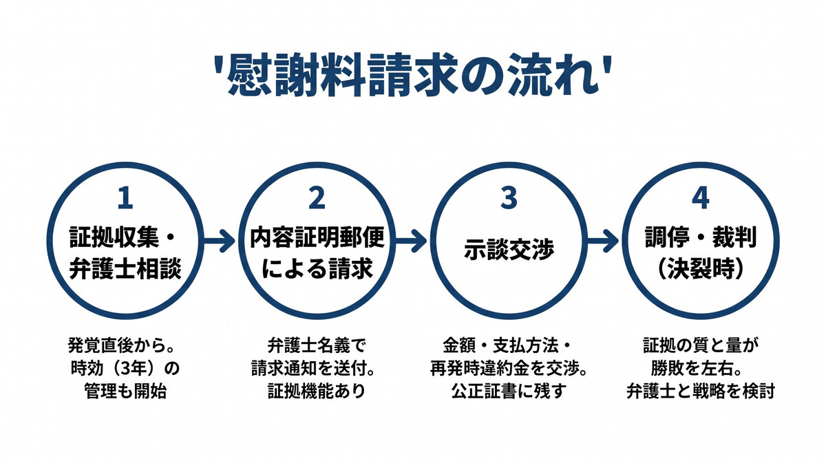 不貞行為 慰謝料請求の流れ 交渉から裁判まで