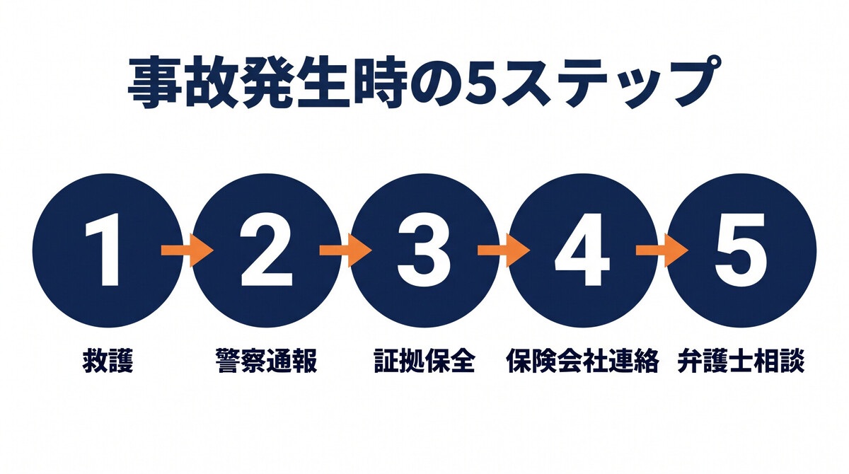 自転車事故の初動対応 加害者側5ステップ 被害者側5ステップ 証拠保全