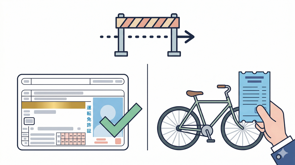 自転車の青切符はゴールド免許に影響しないことを示すイメージ