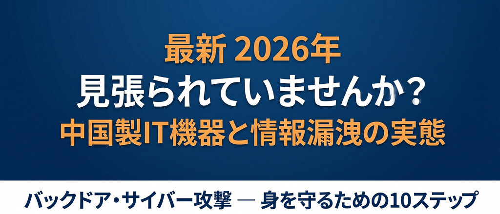 そのスマホ、ルーター、AI、見張られていませんか？中国製IT機器に潜む情報漏洩の実態と、今日からできる身の守り方