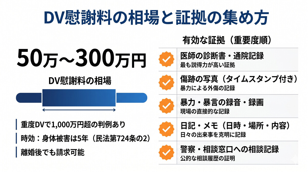 DV慰謝料の相場と弁護士相談の流れの図解