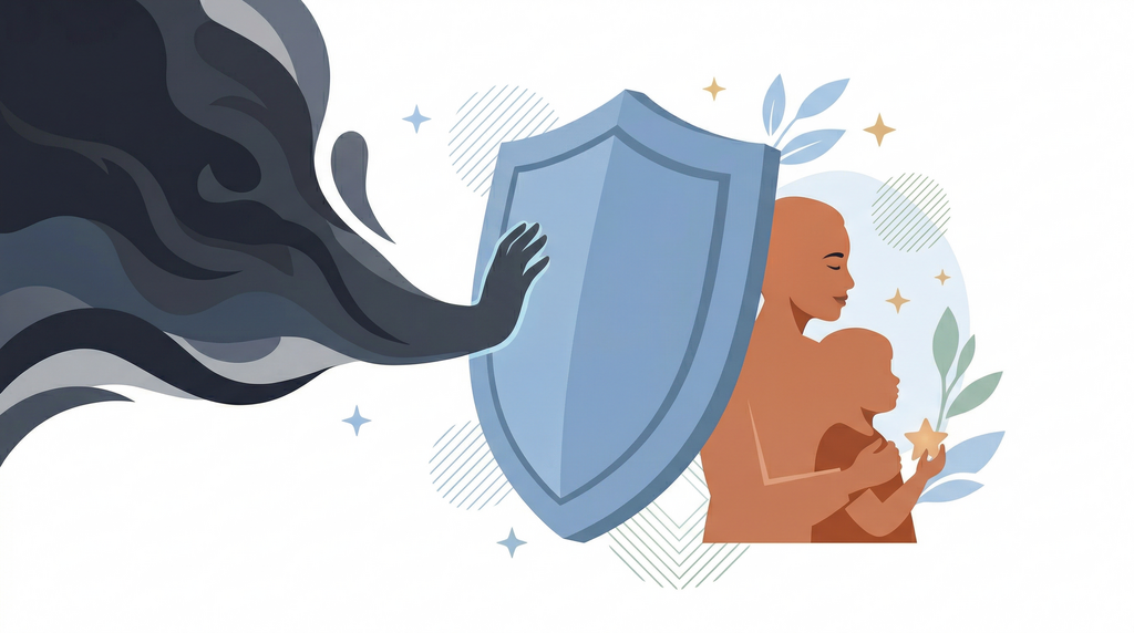 DV被害者が共同親権を拒否し法的保護を受けるイメージ