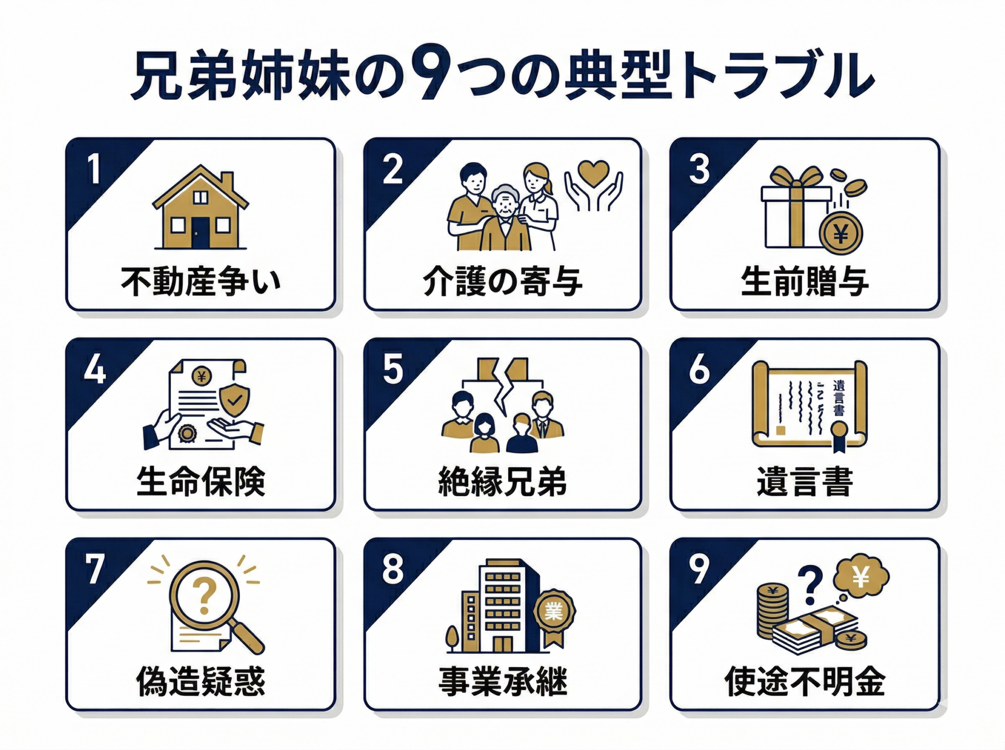 兄弟姉妹間の遺産分割で起きる9つの典型トラブル