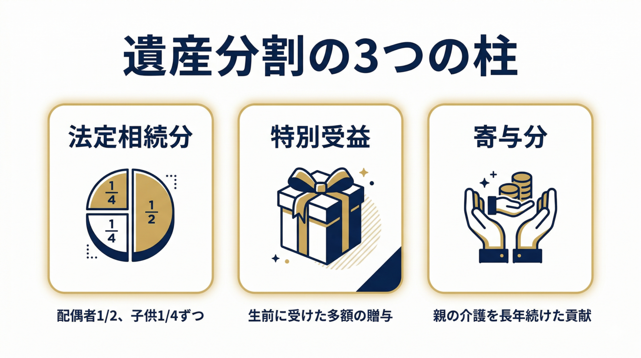 遺産分割における法定相続分・特別受益・寄与分の基礎知識
