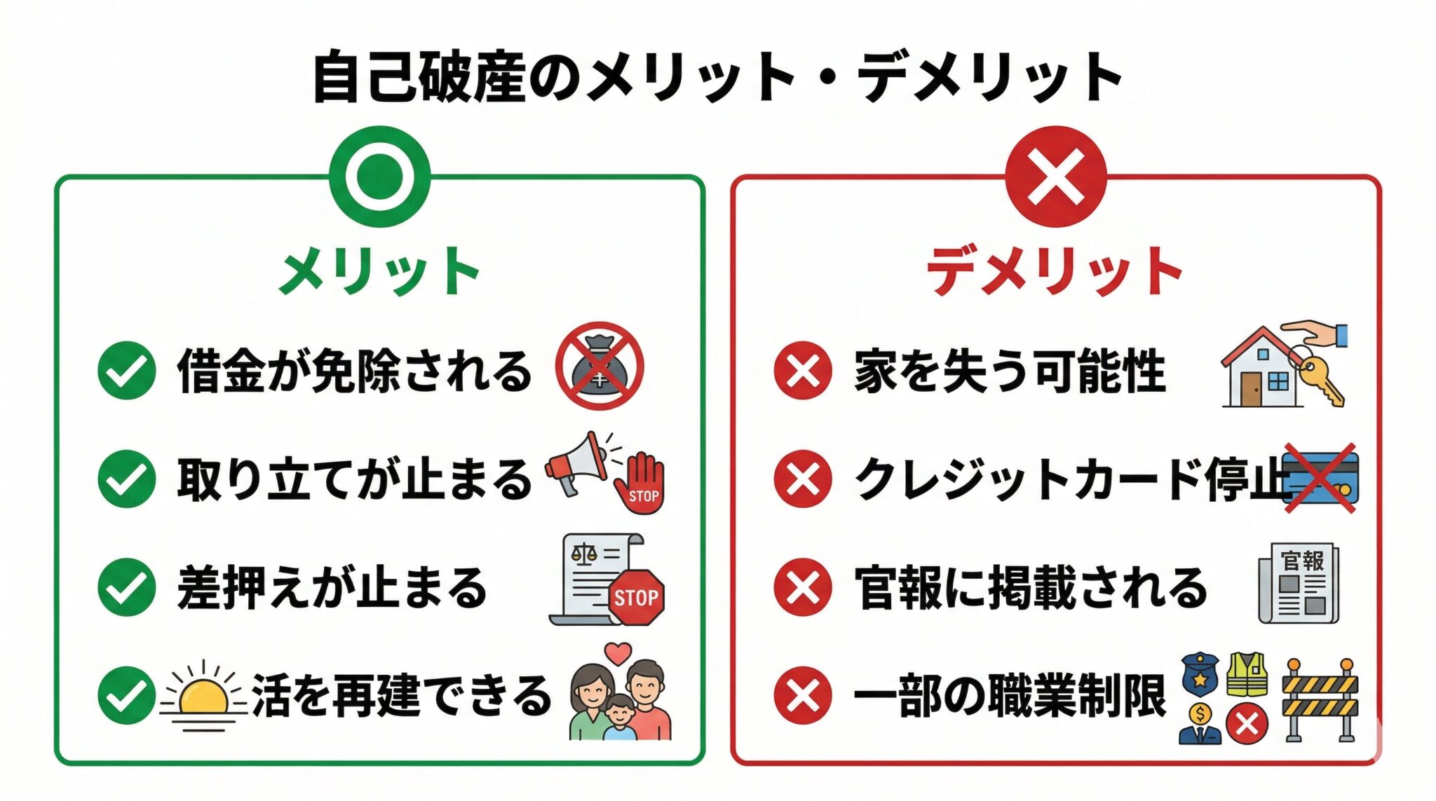 自己破産のメリットとデメリット