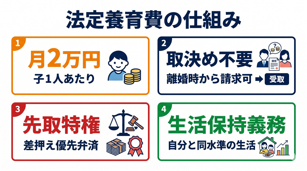 法定養育費月2万円 先取特権 差押え 養育費不払い対策 改正民法766条の3