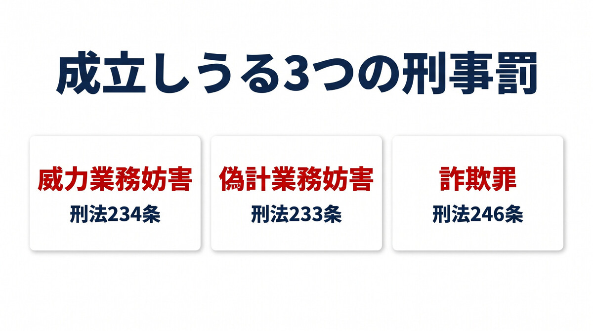 威力業務妨害罪 偽計業務妨害罪 詐欺罪 刑法234条 233条 246条 書店 転売