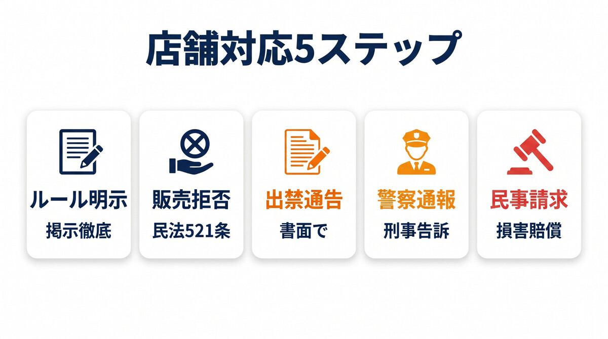 書店 小売店 転売対策 対抗策 出禁 刑事告訴 民事請求 実務手順