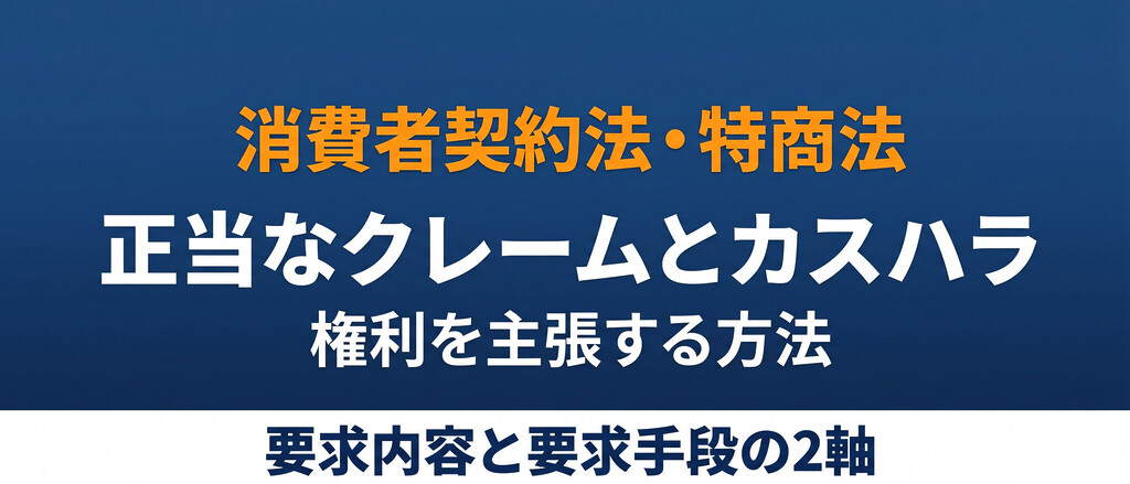 「ただのクレーム」と「カスハラ」の違いは？消費者契約法・特商法との関係と具体事例で整理しました。
