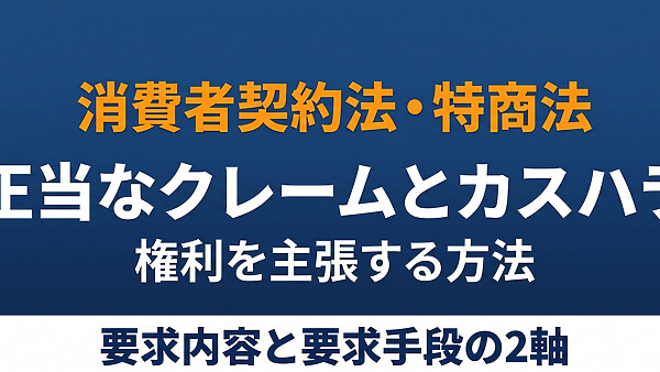 「ただのクレーム」と「カスハラ」の違いは？消費者契約法・特商法との関係と具体事例で整理しました。