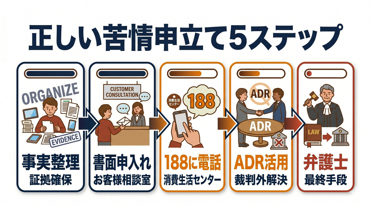 合理的 苦情申立 手順 消費生活センター ADR 弁護士 書面 内容証明