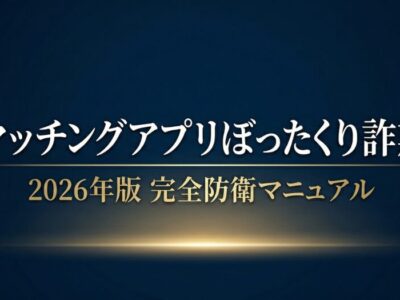 【2026年急増】マッチングアプリぼったくりバー詐欺の手口と完全防衛マニュアル｜タップル・Pairs・Omiai利用者必読