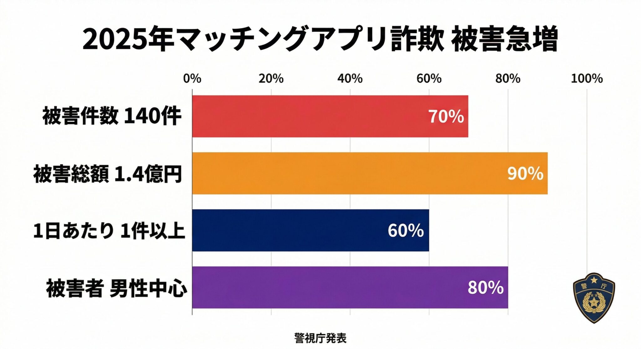 2025年にマッチングアプリ詐欺の被害が急増していることを示すニュース報道のイメージ