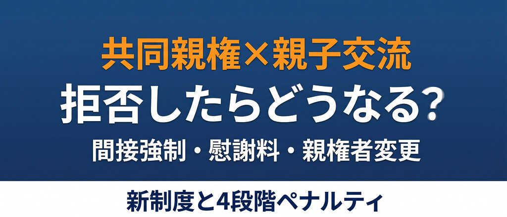 共同親権で面会交流（親子交流）を拒否したらどうなる？履行勧告・間接強制・慰謝料・親権者変更までペナルティを判例で解説しました。