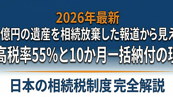20億円の遺産を相続放棄した報道から見える日本の相続税制度｜最高税率55%と「10か月一括納付」の現実【2026年最新】