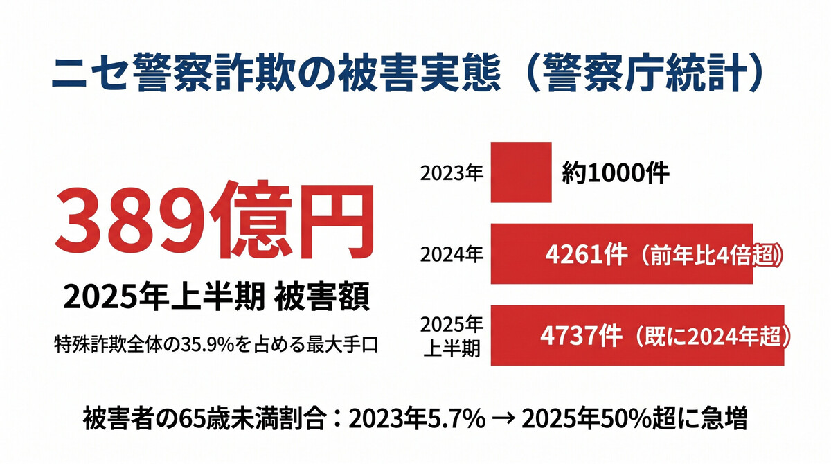 ニセ警察詐欺の被害額統計グラフ2025年最新
