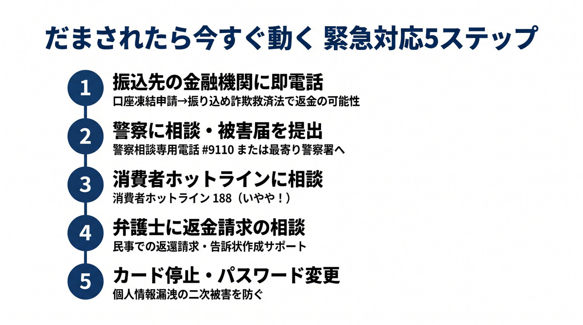 偽警察官詐欺に騙された後の緊急対応5ステップフロー