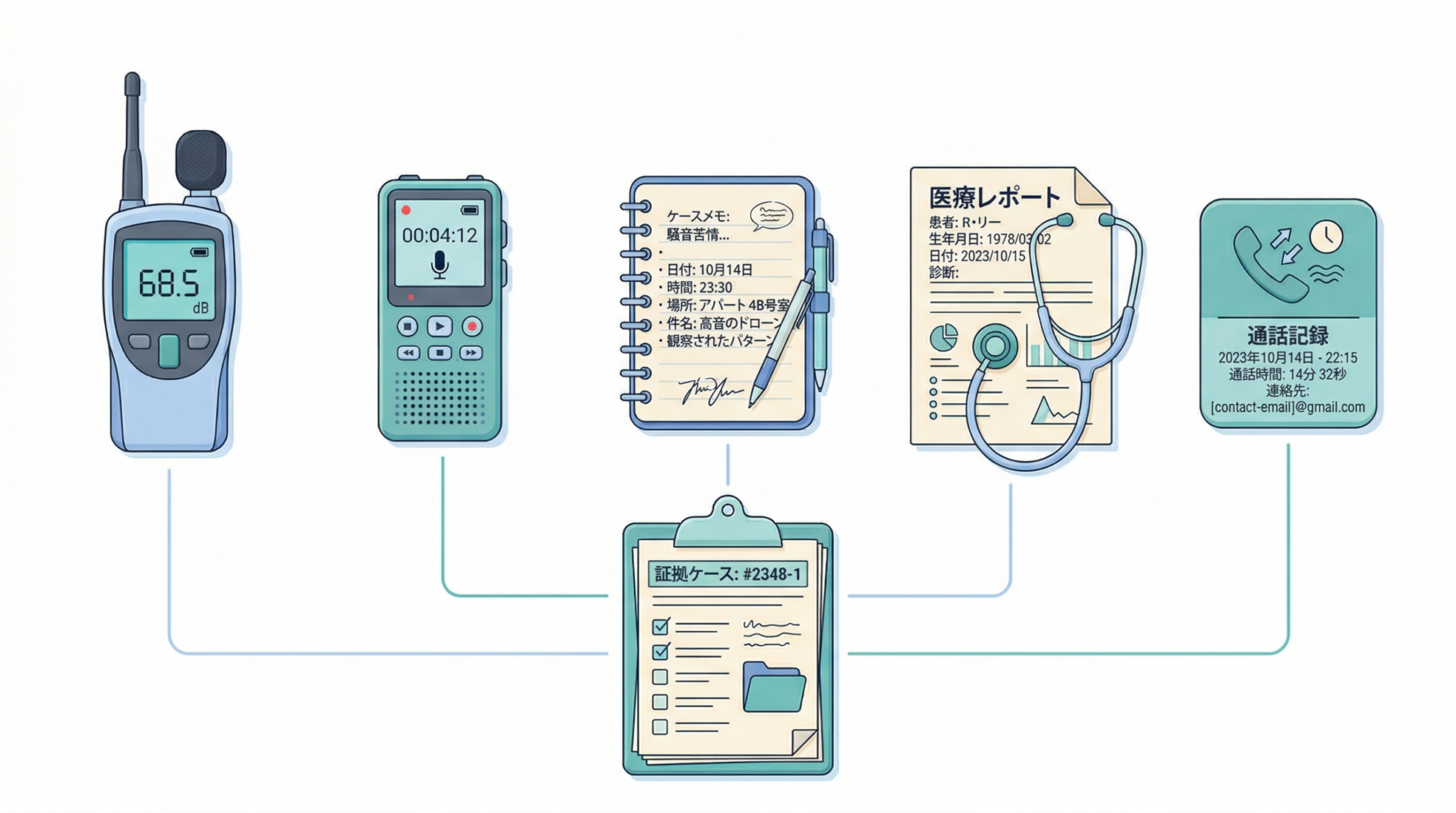 騒音トラブルの証拠収集方法のイメージ