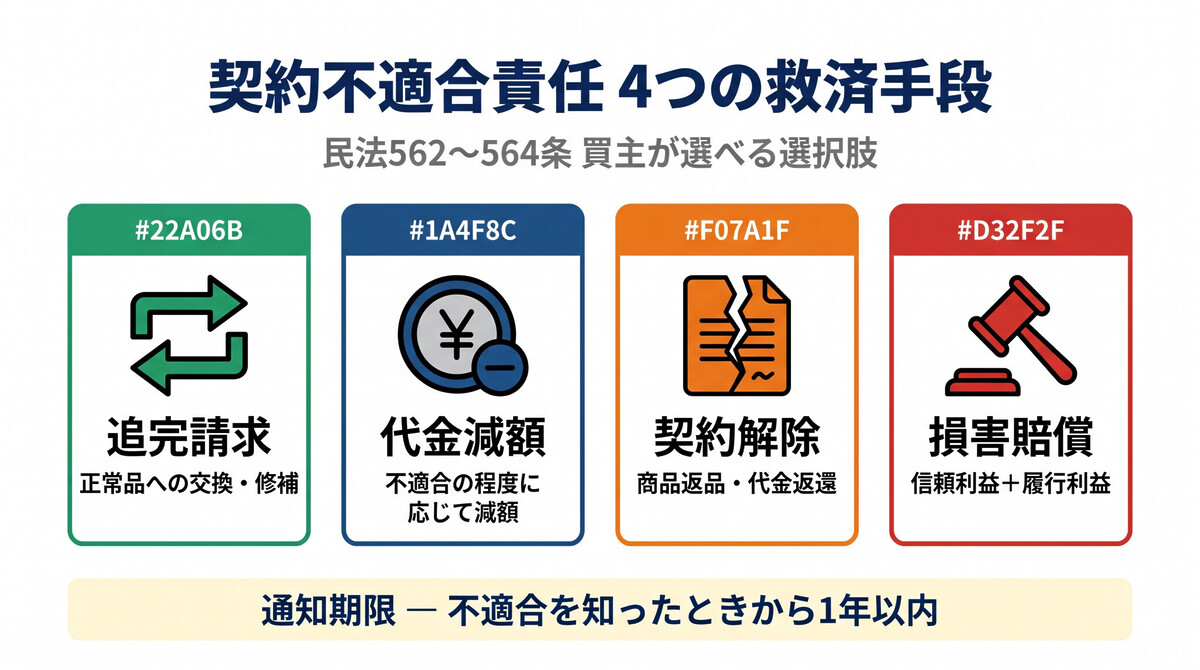 契約不適合責任 4つの救済手段