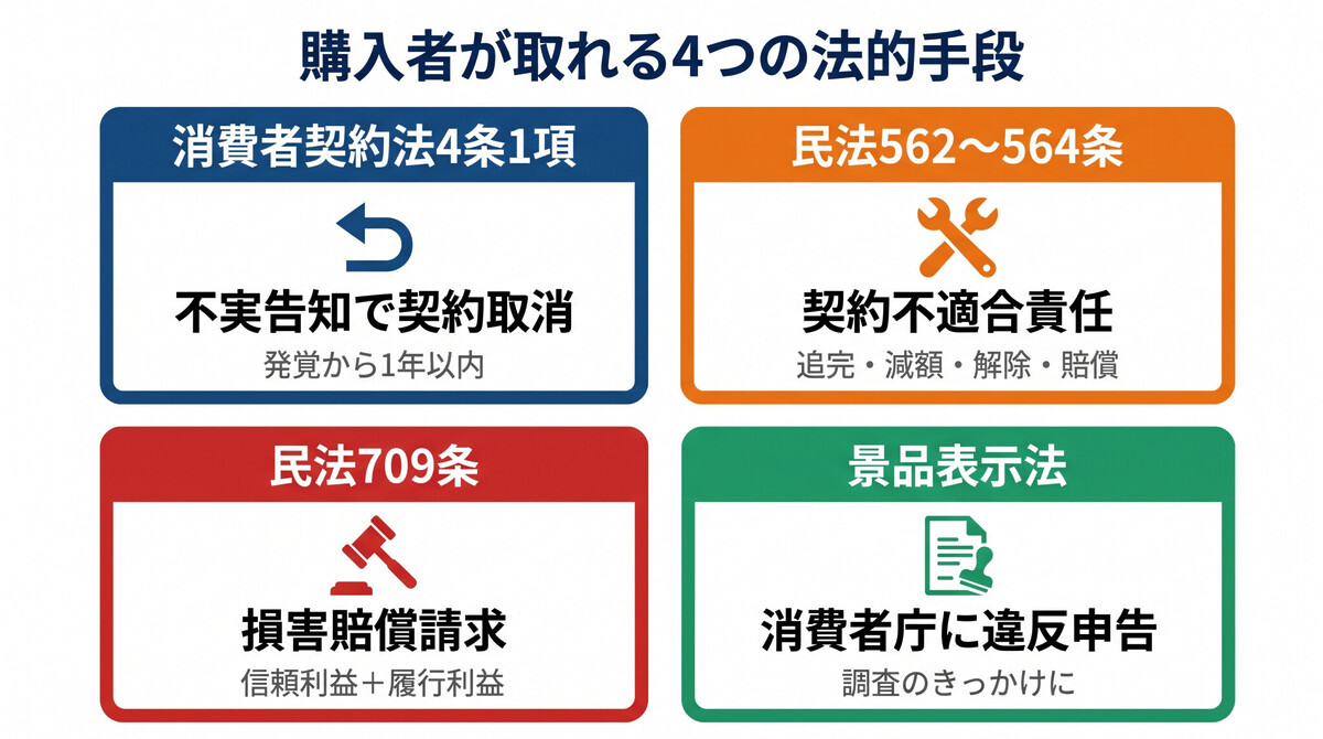 購入者が取れる法的手段 4つの選択肢