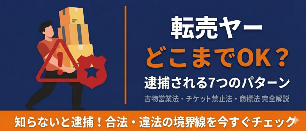 転売ヤーはどこまでOK？違法・逮捕される7つのパターンと合法の境界線【2026年最新】