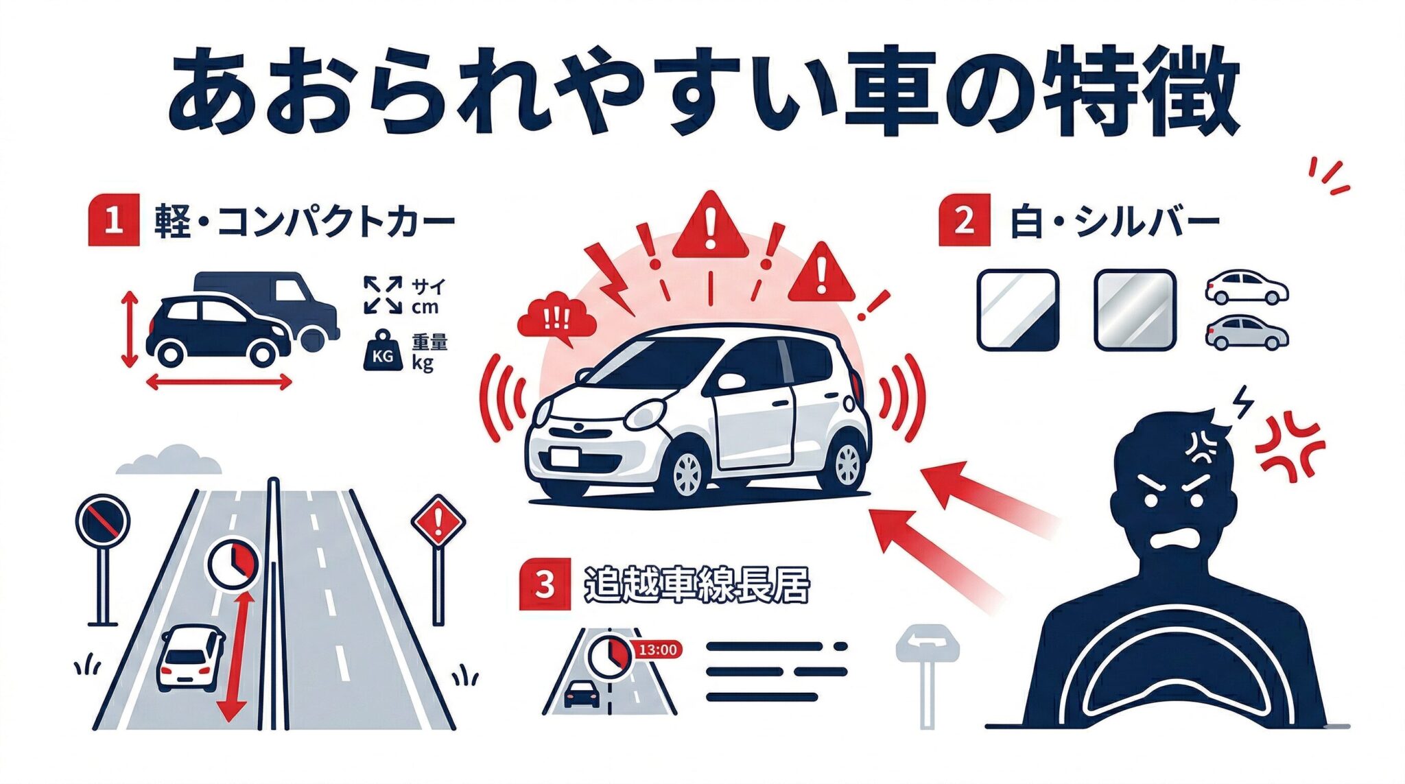 あおり運転の被害に遭いやすい車種と特徴