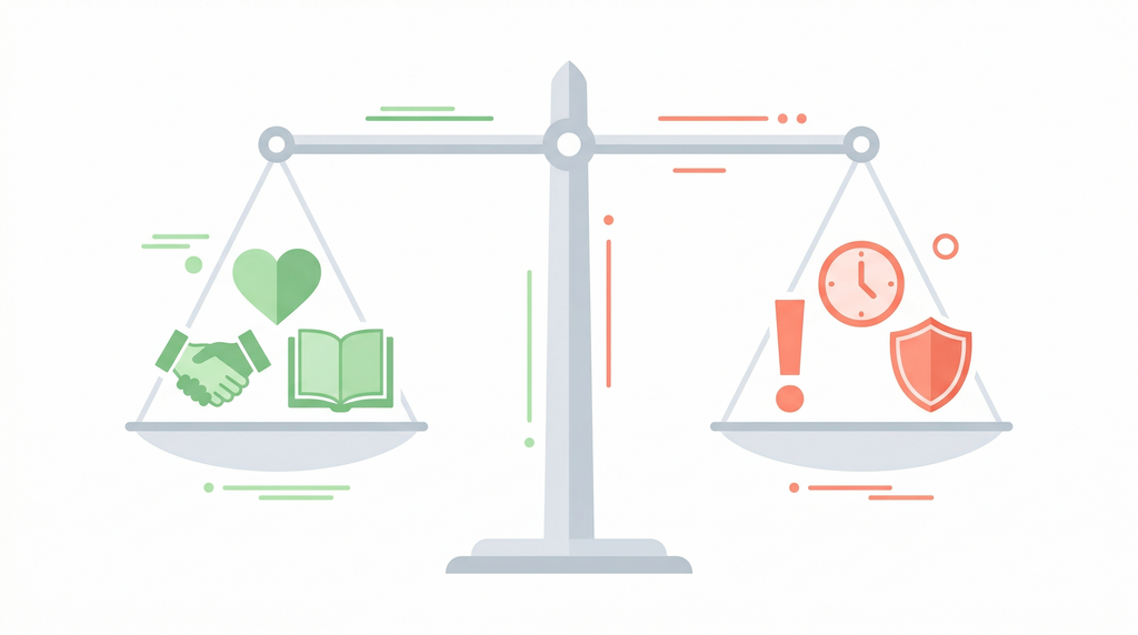 共同親権のメリットとデメリットを天秤で比較した図解