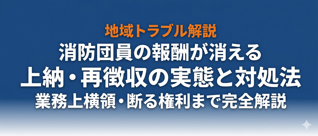 消防団の報酬が消える？上納・再徴収の実態と法的問題・対処法を完全解説