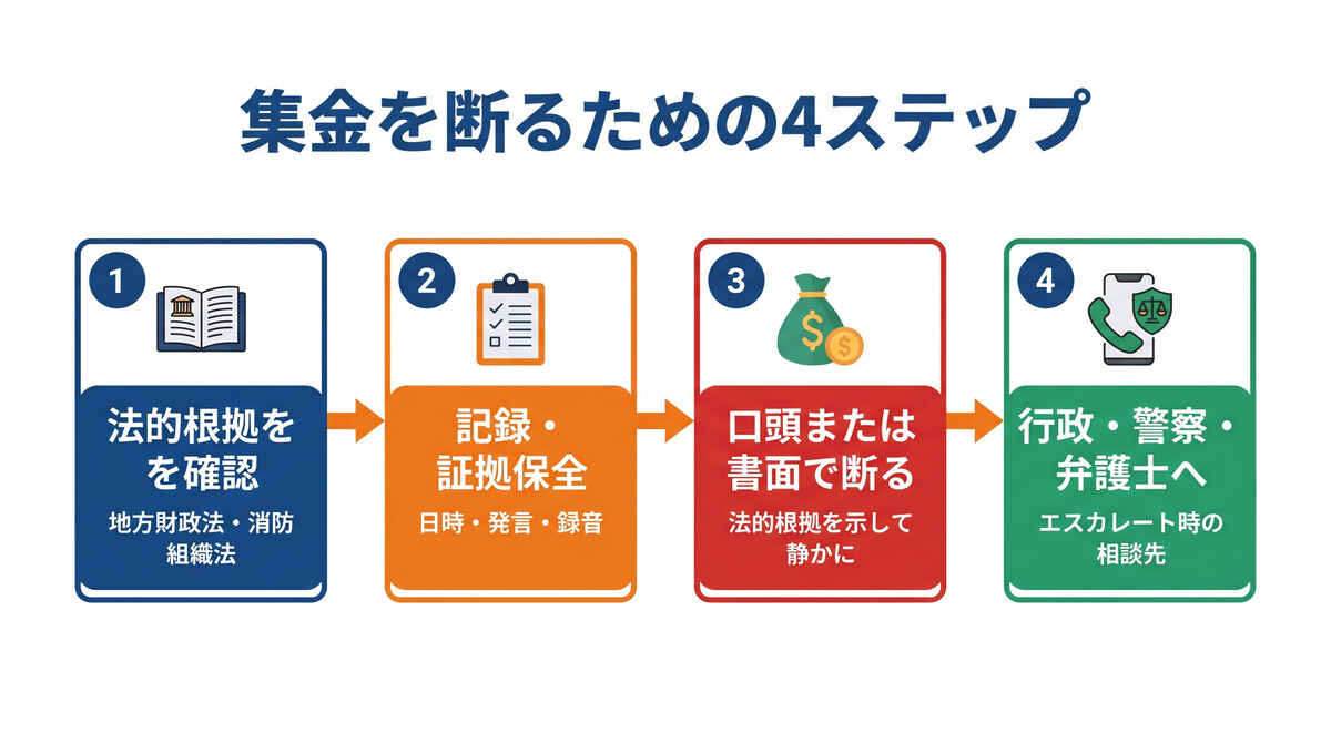 消防団集金を断る際の具体的手順フロー図