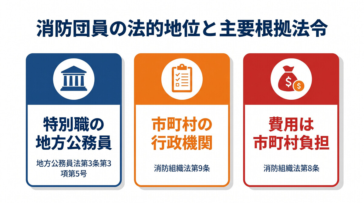 消防団員の法的地位と根拠法令の整理図