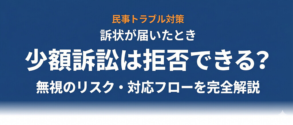 少額訴訟は拒否できる？無視した場合のリスク・訴訟された時の対応・事例まで民訴法の条文ベースで完全解説【2026年最新】