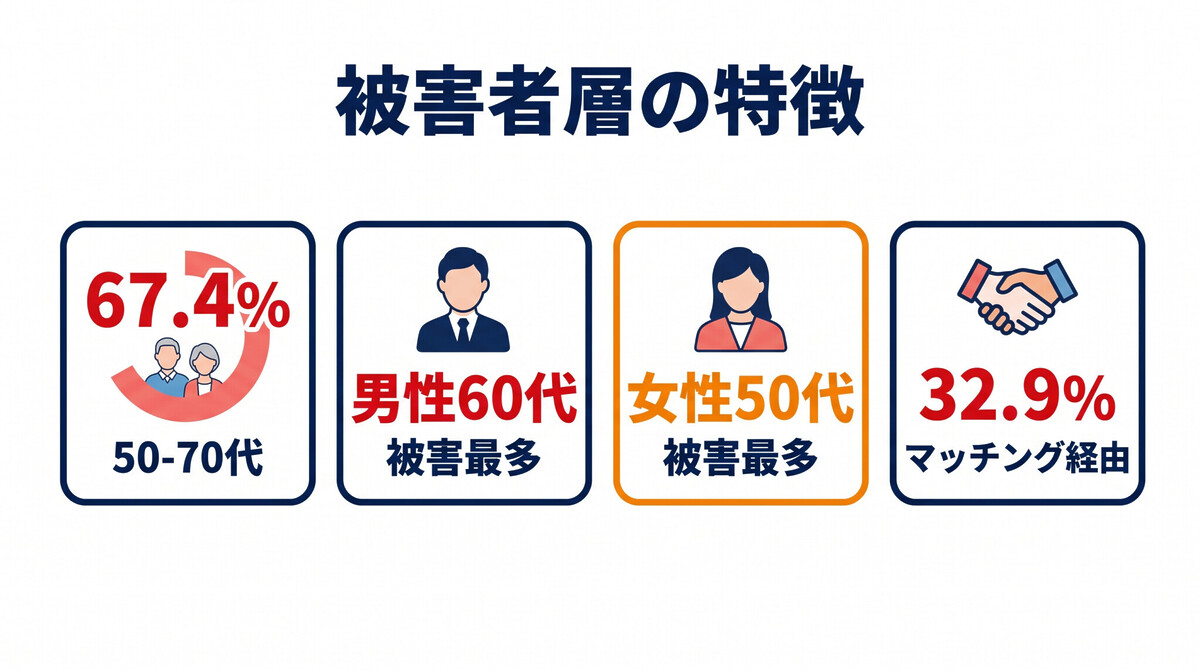 SNS投資詐欺 騙されやすい人 50代 60代 70代 被害者層 特徴