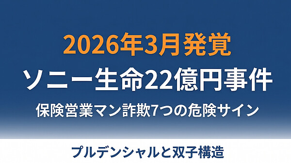 ソニー生命「22億円詐取」で再燃、なぜ保険営業マンは顧客を騙すのか？双子プルデンシャル事件と共通する7つの危険サイン