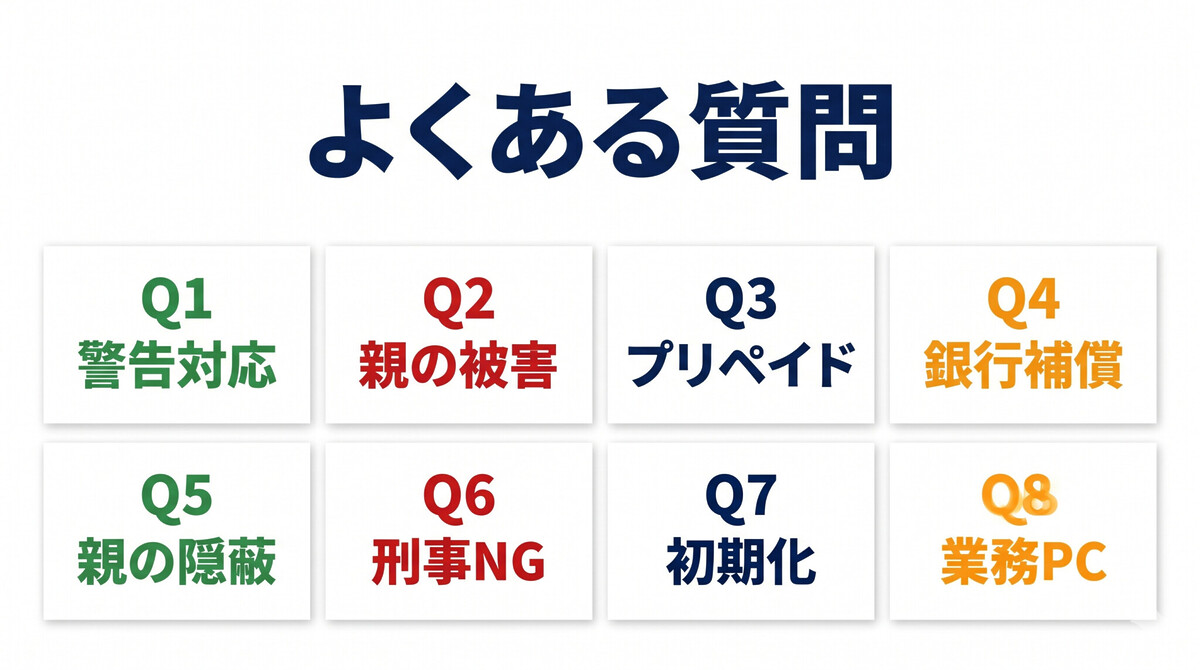 FAQ サポート詐欺 偽警告 質問 対応 高齢家族 補償