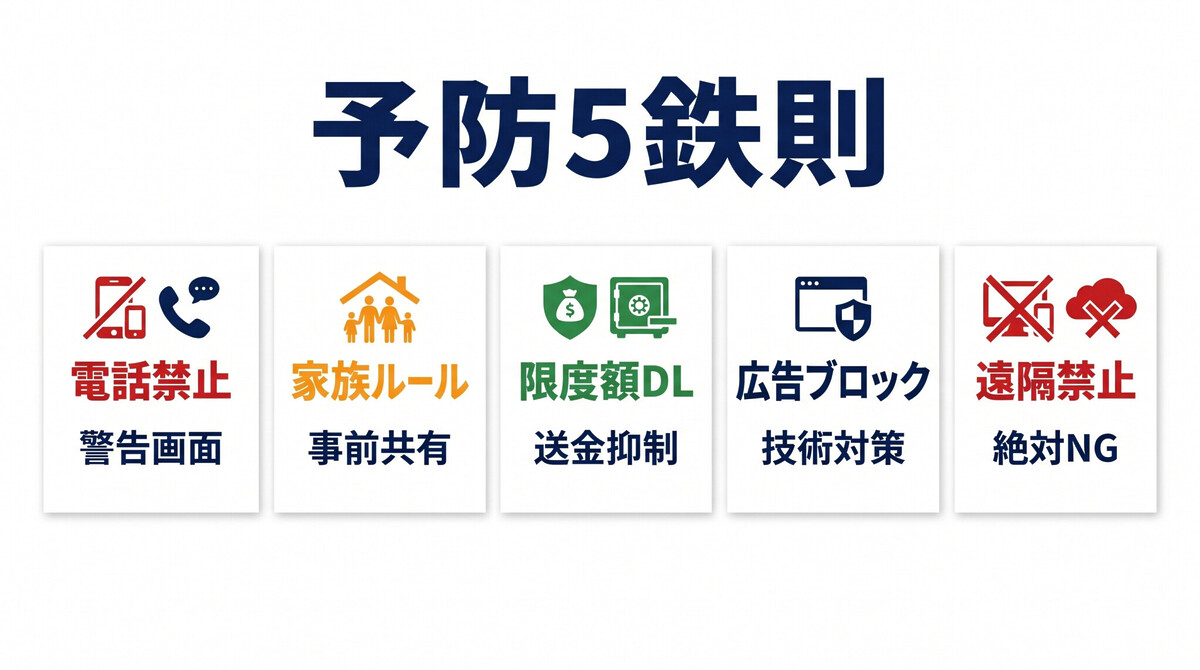 サポート詐欺 予防 家族 5鉄則 高齢者 ケア 防犯