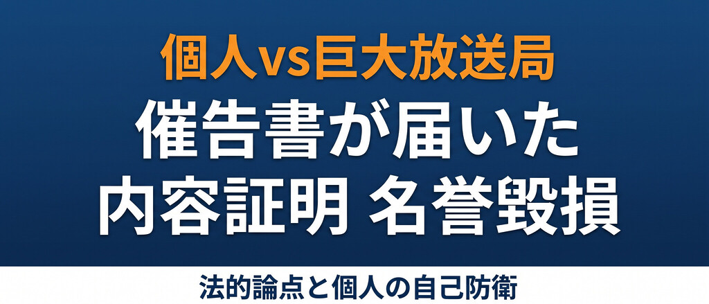 TBS「報道特集」がYouTuberに催告書──個人vs巨大放送局の法的構造と、同じ立場に立たされたときの自己防衛ハンドブック