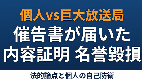 TBS「報道特集」がYouTuberに催告書──個人vs巨大放送局の法的構造と、同じ立場に立たされたときの自己防衛ハンドブック