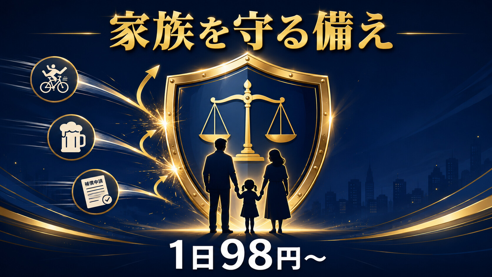 弁護士保険ミカタ 自転車 酒気帯び 盾 備え 1日98円 民事損害賠償