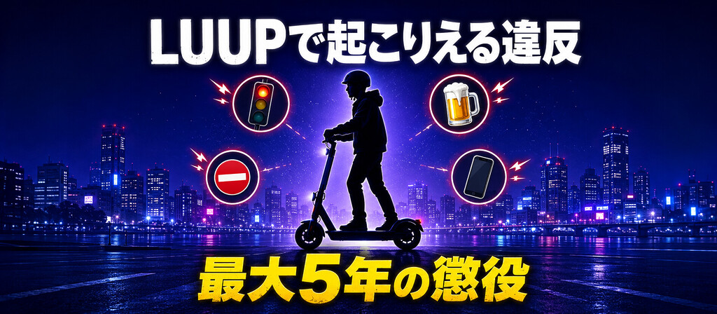 電動キックボードLUUPで起こりえる違反完全ガイド、飲酒・逆走・歩道走行・信号無視で問われる罪と反則金