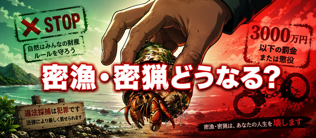 密漁・密猟するとどんな罪になるのか?2026年5月沖縄県警ベトナム人4人逮捕オカヤドカリ1936匹事案から見る漁業法3000万円罰金・鳥獣保護法・文化財保護法と外国人の国外退去リスク