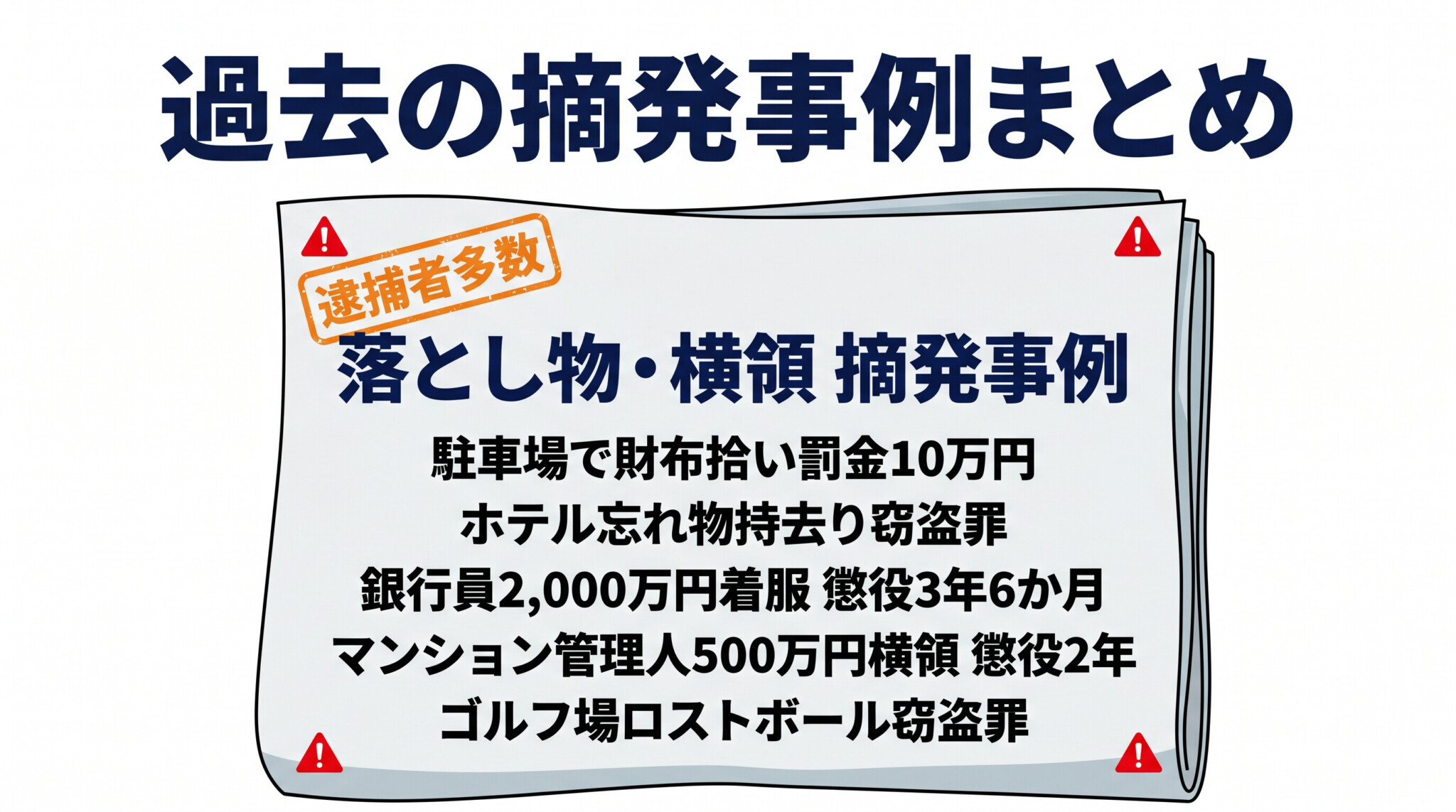 落とし物 横領 摘発事例 判例 逮捕 起訴 業務上横領