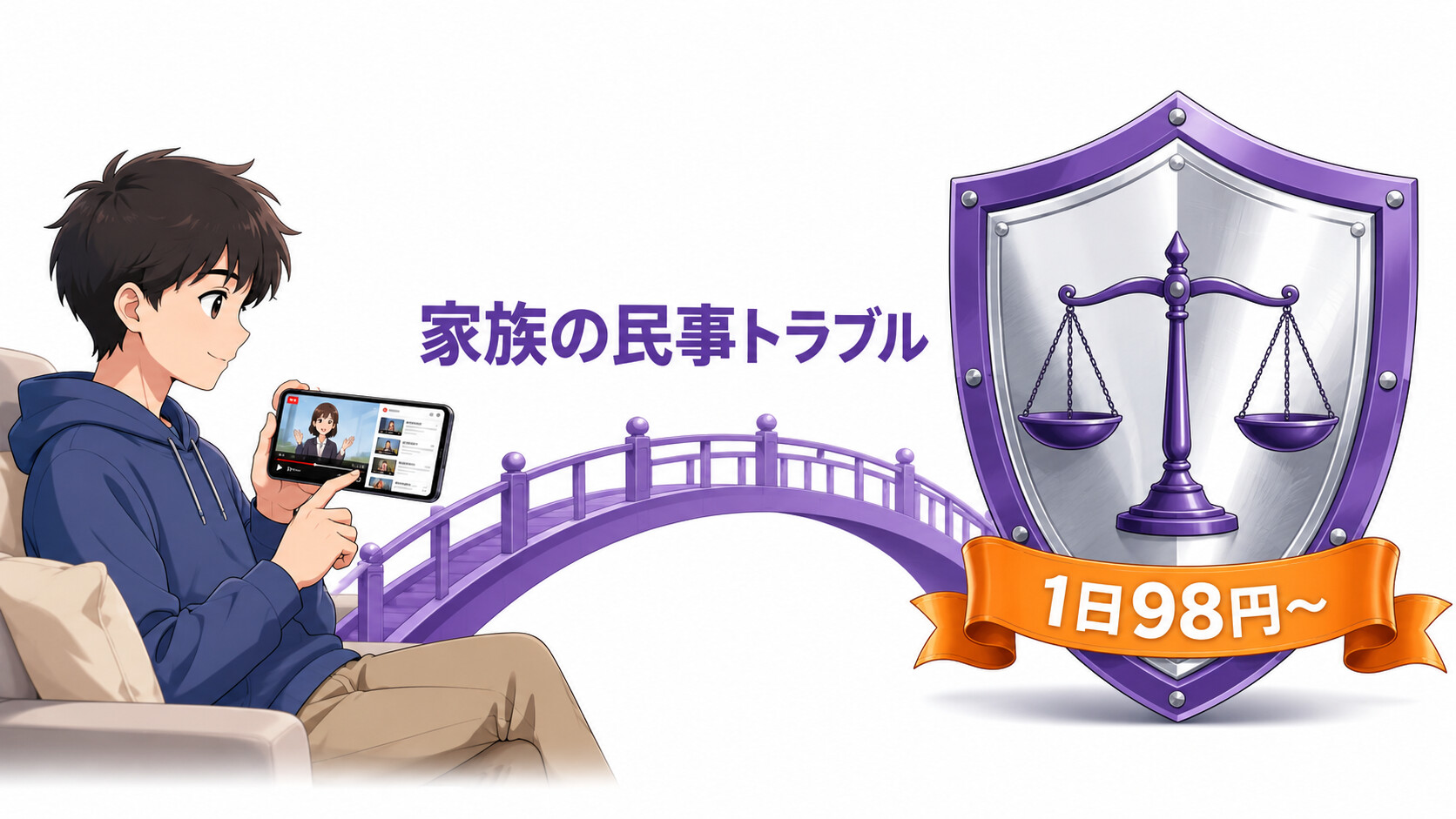 弁護士保険ミカタ 日常トラブル SNS被害 1日98円 家族特約 民事