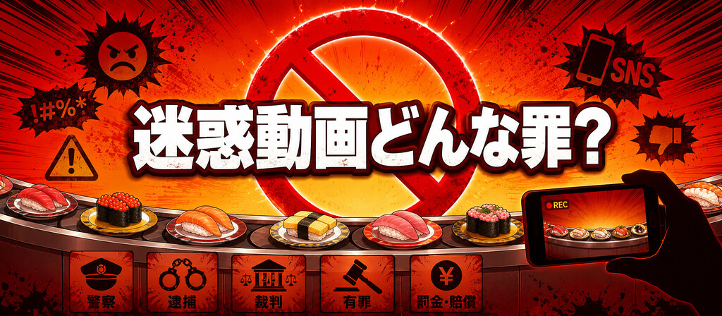 はま寿司に洗剤をかける迷惑動画でどんな罪になるのか?2026年6月43歳男逮捕事案とスシロー6700万円事件から見る威力業務妨害・器物損壊と損害賠償の現実