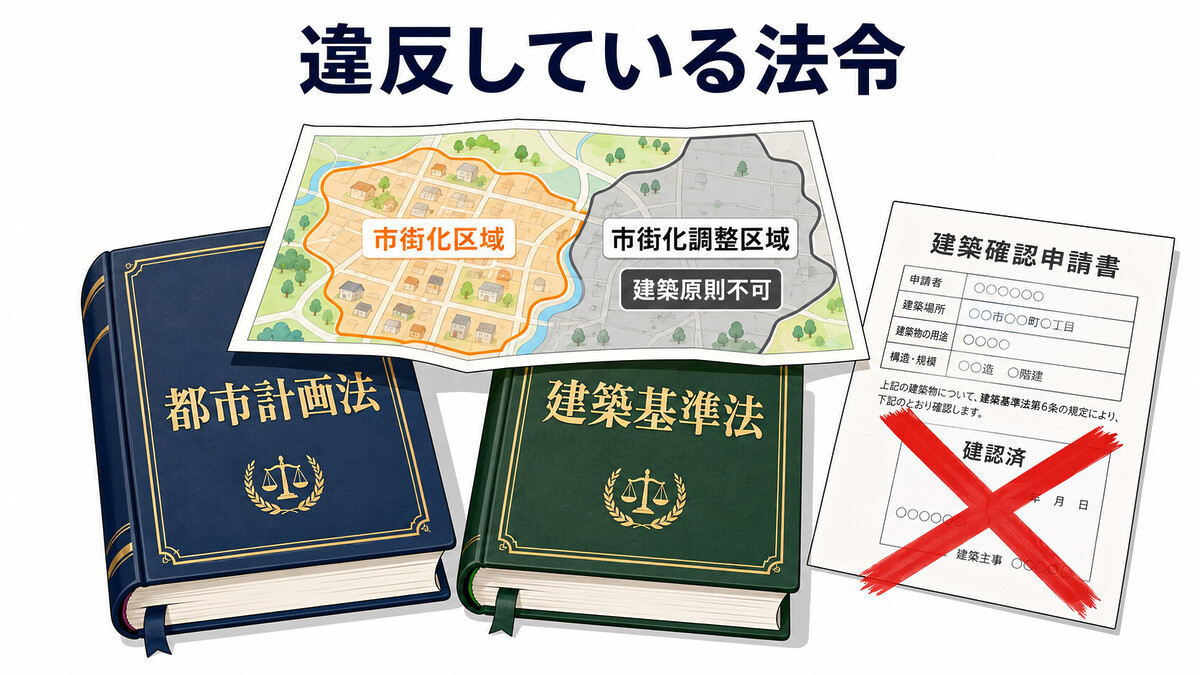 市街化調整区域 都市計画法 建築基準法 開発許可 建築確認申請 違反 用途変更 法令