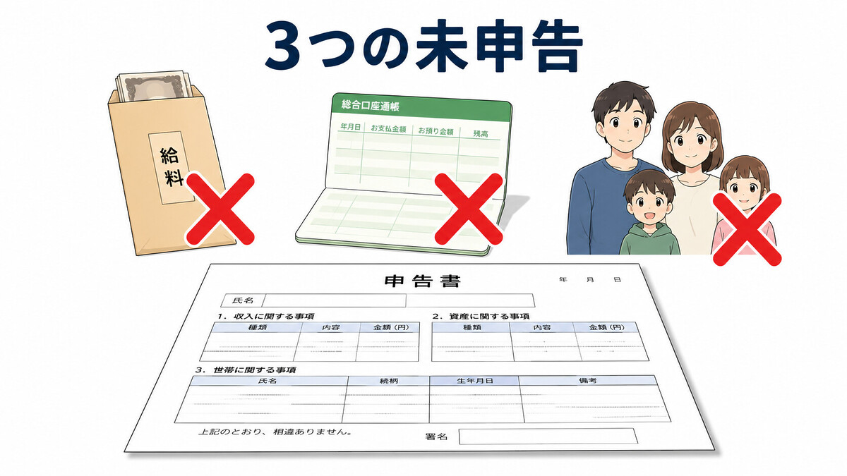 生活保護 不正受給 収入未申告 資産隠し 同居 収入申告義務 生活保護法61条 類型